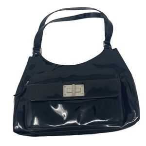 Lauren Ralph Lauren Purse Black Patent‎ Leather Lined Inside and Outside Pockets